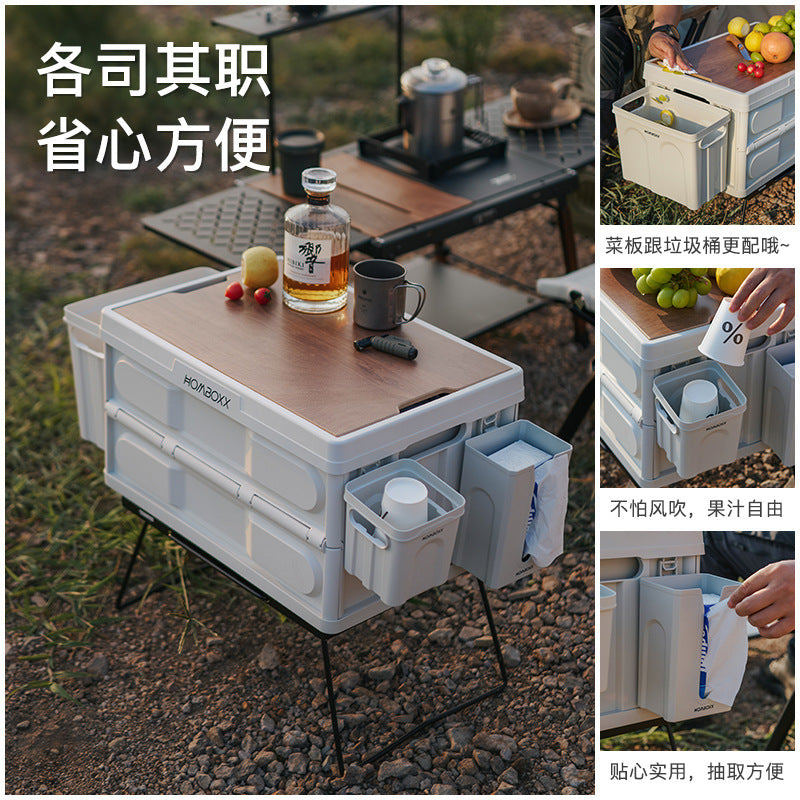 Portable Collapsible Storage Box with Lid for Camping, Picnics, Car, and Outdoor Organization
