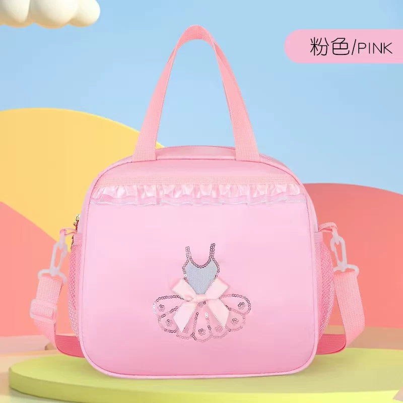 Girls' Portable Dance Bag with Embroidery - Large Capacity Ballet Dress Storage Tote