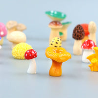 Miniature Mushroom Figurines with Basket for Micro Landscape Decor and Play