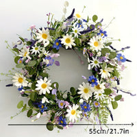 Spring Eucalyptus Lavender Daisy Wreath for Front Door Decor