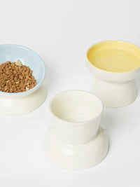 Elevated Ceramic Pet Bowl for Cats & Small Dogs, Tilted or Flat Mouth Design, Neck Protection Food & Water Dish