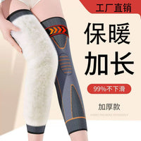 Fleece Lined Lambswool Knee Warmers for Men and Women, Anti-Slip Thickened Leg Sleeves for Cold Knees