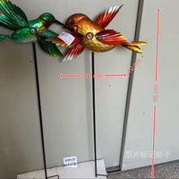 Wrought Iron Bird Wind Spinner Garden Yard Decoration Double Rotating Set of Two