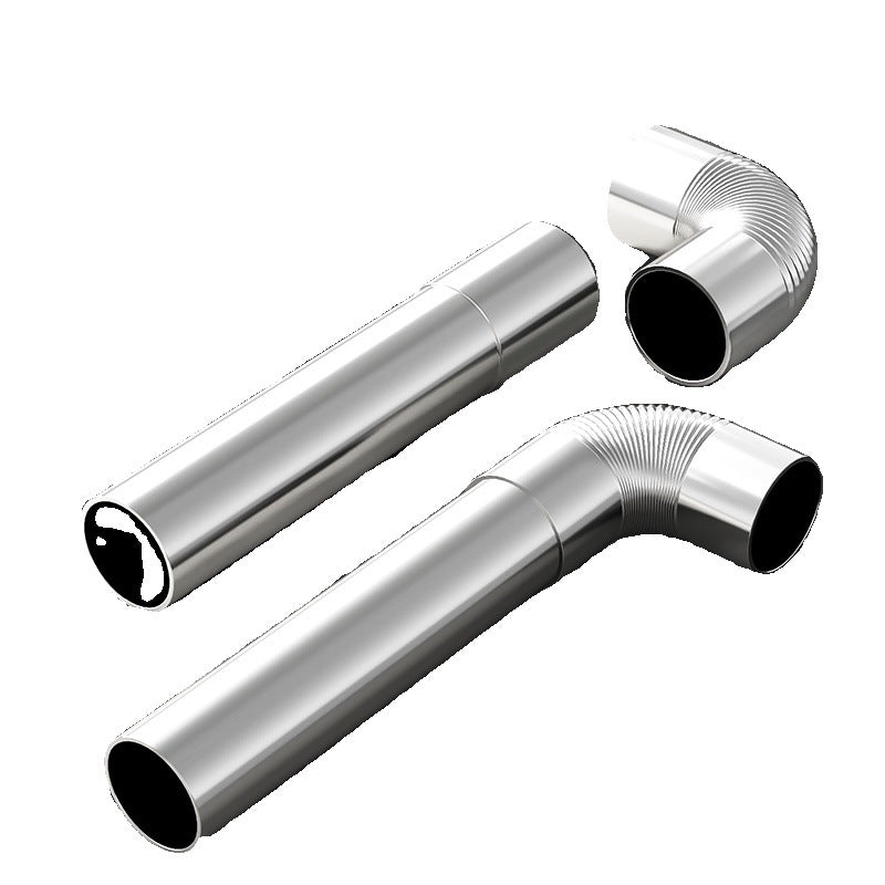 Stainless Steel Chimney Pipe Kit for Wood Stoves and Heaters, Exhaust Vent Flue with Elbows