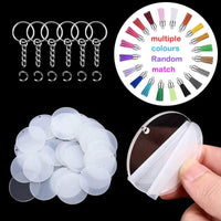 Acrylic Tassel Keychain Blanks Set for DIY Crafts - Clear Round, Star, Hexagon, Heart Shapes