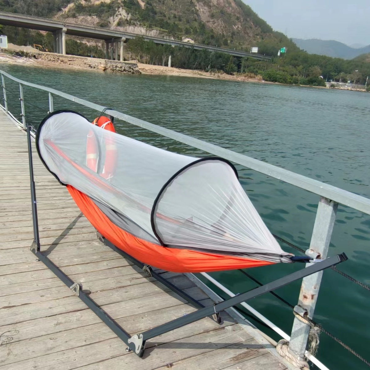 Portable Folding Hammock Stand for Outdoor Camping and Indoor Use, Aluminum Alloy Frame