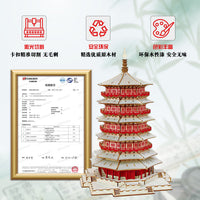 Chinese Ancient Architectural Wooden Pagoda 3D Puzzle Model for Kids, Educational DIY Assembly Toy