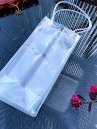 Reusable PVC Wine Bottle Cooler Bag with Handle - Clear Soft Packaging Gift Bag for Wine & Flowers