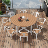 Outdoor Round Dining Table, Nordic Creative Balcony Leisure Table, Waterproof Sunscreen Metal Table for Patio Garden