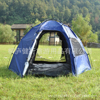 3-in-1 Waterproof UV Protection Double-Layer Hexagonal Tent for 6 People, Outdoor Camping Family Leisure Tent
