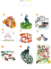 Quilling Art Kit for Beginners, DIY Paper Craft with Frame, Strips, and Tools, Chinese Style Peacock Koi Designs