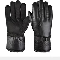 Men's Winter Warm PU Leather Motorcycle Gloves with Thermal Lining, Windproof & Non-slip for Outdoor Riding