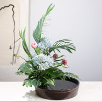 Ceramic Ikebana Flower Pot with Kenzan Base for Chinese Floral Art