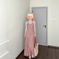 Vintage Plaid Halter Neck Dress for Petite Women, Slimming Beach Vacation Outfit