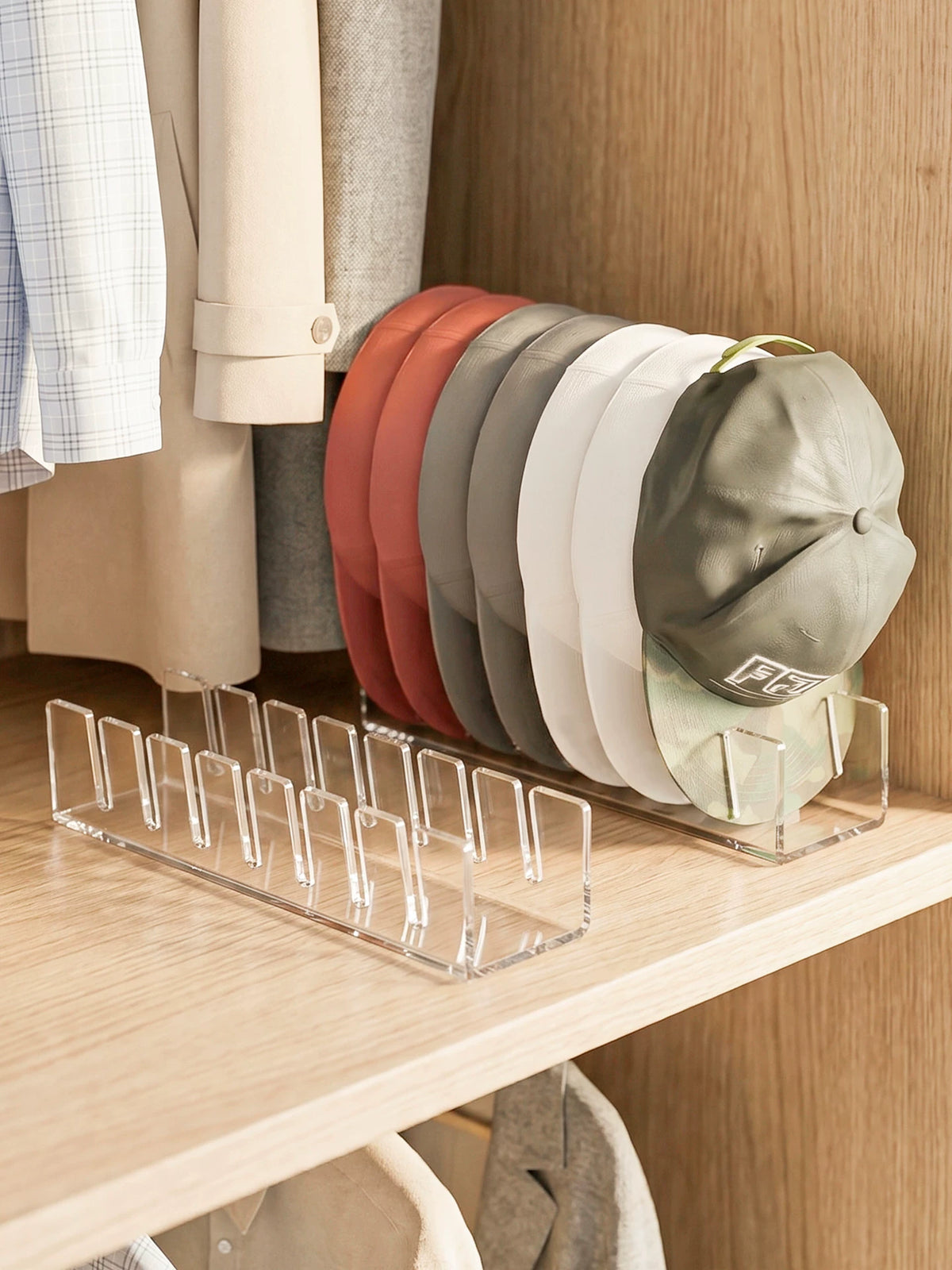 Acrylic Baseball Cap Organizer Rack for Desktop Display, Multi-layer Hat Storage Holder