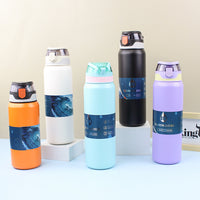 Insulated Bullet-shaped Pop-up Lid Water Bottle, 316 Stainless Steel, High-Capacity Thermos for Students