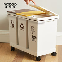 Maibaolong Dual Compartment Pedal Kitchen Waste Bin with Lid, Large Capacity for Dry and Wet Waste Separation