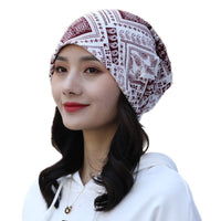 Autumn Winter Korean Style Square Paisley Beanie Scarf Dual-Use Headwear