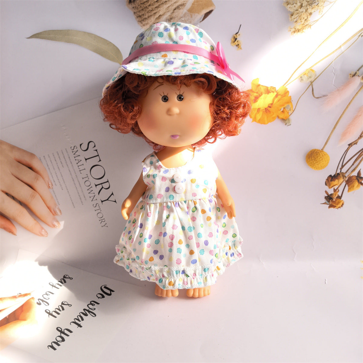 24cm Mia Doll Cotton Floral Dress Outfit
