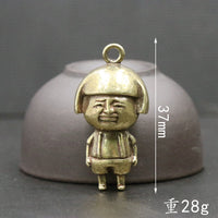 Solid Brass Mushroom Head Emoticon Keychain Pendant