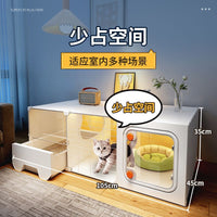 Indoor Cat Cage with Integrated Litter Box, Multi-Tier Cat Villa for Small Spaces