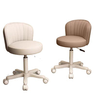 Adjustable Swivel Vanity Chair with Backrest and Wheels, Cream Style