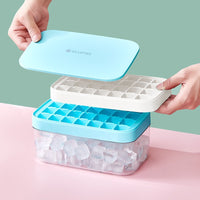 Food-Grade Silicone Ice Cube Tray with Lid and Storage Bin, Large Capacity for Home Refrigerators