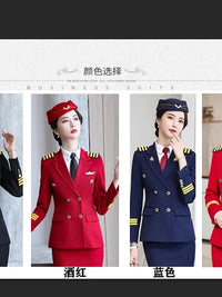 Unisex Drum Corps Performance Uniform Set Stewardess Pilot Professional Workwear