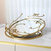 Luxury Iron Art Mirrored Tray for Snacks, Keys, and Decorative Display