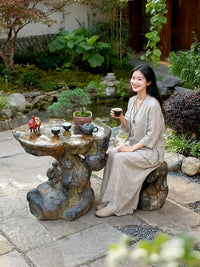 Water Mill Outdoor Garden Artificial Taihu Stone Rockery Bonsai Base Villa Garden Decoration Small Tea Table Ornament