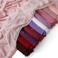 Women's Summer Meteor Hot Drill Mesh Long Scarf Elastic Solid Color Headscarf Shawl