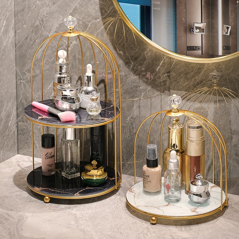 Bathroom Countertop Organizer with Birdcage Design for Cosmetics and Toiletries
