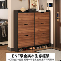 Solid Wood Ultra-Thin Tilt-Out Shoe Cabinet for Entryway