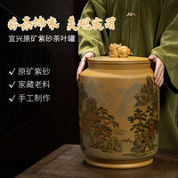 Large Purple Clay Tea Caddy with Pewter Lid, Moisture-proof Ceramic Storage Jar for Puerh Loose Leaf Tea
