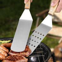 Stainless Steel BBQ Grilling Tool Set - Spatula, Flipper, and Teppanyaki Spatula for Outdoor Cooking
