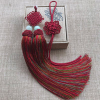 Chinese Knot Tassel Pendant with Double Tassels and Colorful Fringes, Ethnic Style Hanging Ornament Gift