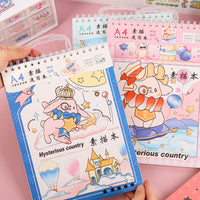 A4 Sketchbook Thick Blank Art Drawing Book for Students and Artists, Hand-Painted Color Pencil Paper for Adults and Children