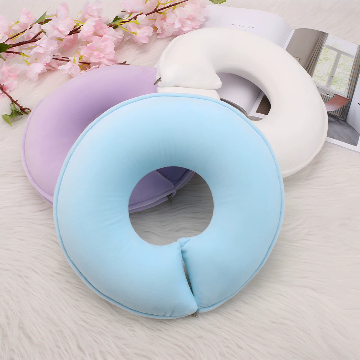 Plush U-Shaped Massage Pillow for Spa & Salon Beds - Removable Washable Memory Foam Face Cradle