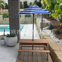 1.4m Outdoor Patio Umbrella with UV Protection, Foldable Wooden Pole Sunshade for Tables
