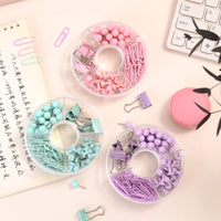 Macaron Donut Stationery Clip Set - Paper Clips, Push Pins, Binder Clips for Office & School