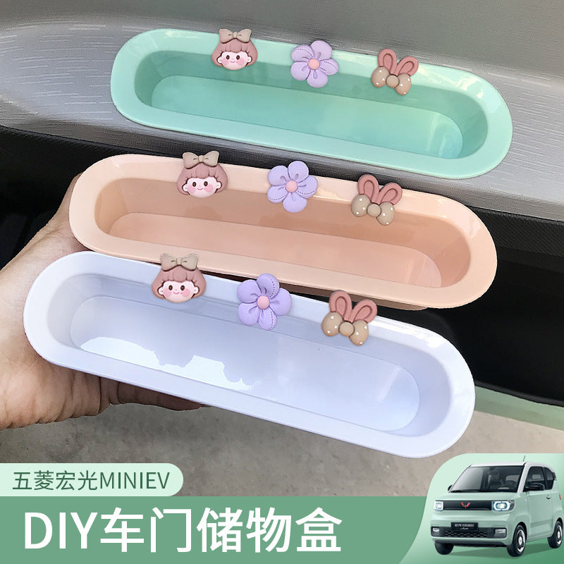 Wuling Hongguang Mini EV Door Storage Box Interior Organizer Macaron Style