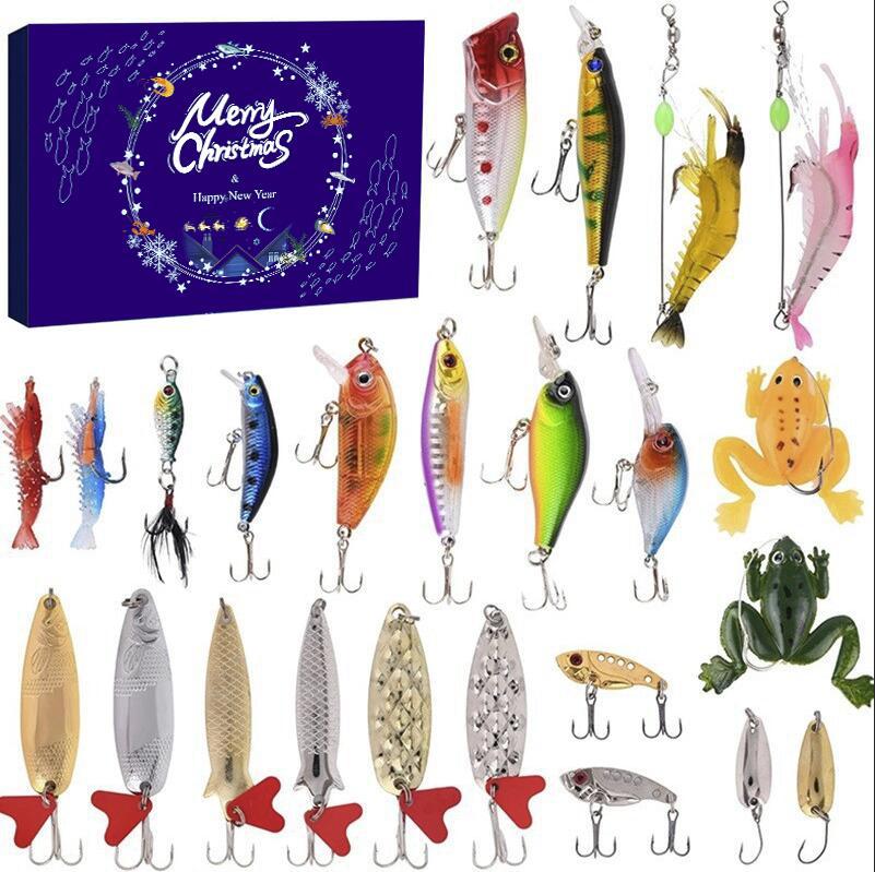 24-Piece Lure Fishing Tackle Blind Box Set Christmas Advent Calendar New Year Gift