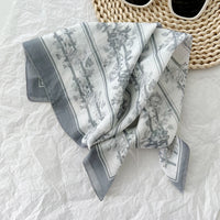 Japanese Style Floral Cotton Linen Scarf for Women, Thin Decorative Neck Scarf