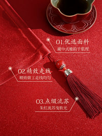 New Chinese Style Wedding Table Runner Red Engagement Living Room Decoration