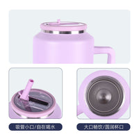 Portable 304 Stainless Steel Insulated Water Bottle with Handle, Large Capacity Thermal Flask for Outdoor Sports