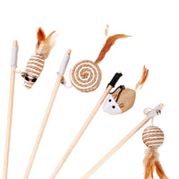 Interactive Cat Wand Toy with Mouse and Bell for Indoor Cats