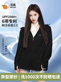 MIEJUA Women's Sun Protection Hoodie Jacket with Brim, Loose Fit Ice Silk, Thin Summer UV Protection Coat