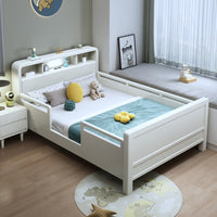 Solid Wood Kids Bed with Guardrail, Nordic Style Single Bed for Boys and Girls, Small Apartment Children's Bed