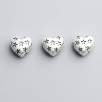S999 Sterling Silver Heart Spacer Beads for DIY Bracelets and Necklaces