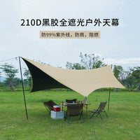 Outdoor Sunshade Blackout Tarp with Black Glue Coating, Waterproof 210D Oxford Fabric for Tents